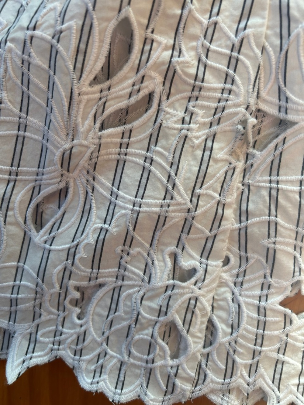 J. Crew Light Blue & White Striped Eyelet Hem Midi Skirt - Picture 4 of 6